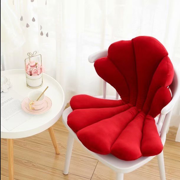 Luxurious Velvet Seal Shell Chair Cushion Unqiue Rose Seat Pillow Upscale Restaurant Chair Decor Girly Room Decorations