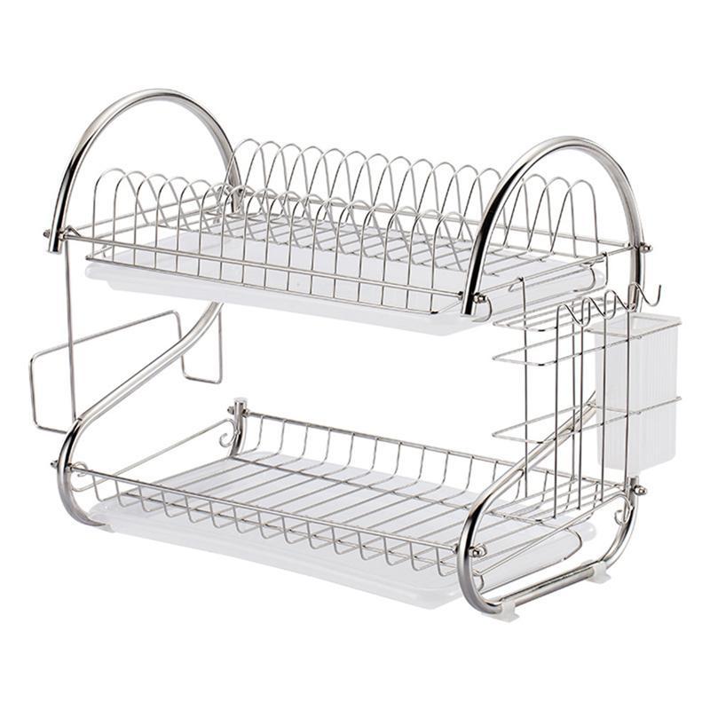 Dish Rack Drain Rack Kitchen Double Bamboo Ventilation Rack