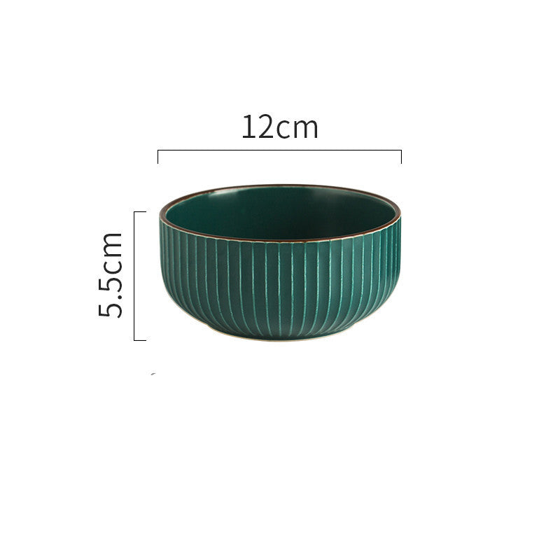 Dinner Retro Striped Household Tableware Dessert Bowl